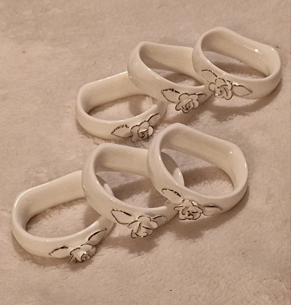 Vintage Bone China Napkin Rings (Set Of 6)